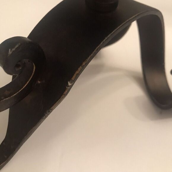 PIER 1 RUSTIC SCROLL PILLAR‎ CANDLE HOLDERS  HEAVY DUTY METAL SET OF TWO - Picture 10 of 11